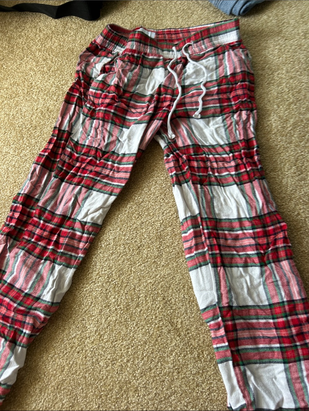 Red and Green Plaid Drawstring Lounge Pants